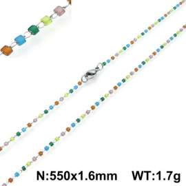 Stainless Steel Stone & Crystal Necklace