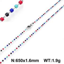 Stainless Steel Stone & Crystal Necklace
