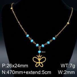 Stainless Steel Stone & Crystal Necklace