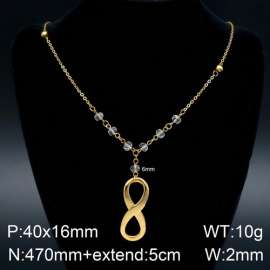 Stainless Steel Stone & Crystal Necklace