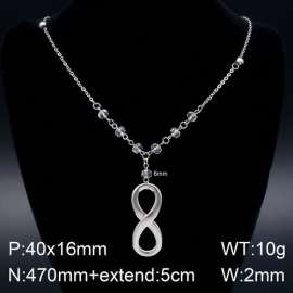 Stainless Steel Stone & Crystal Necklace
