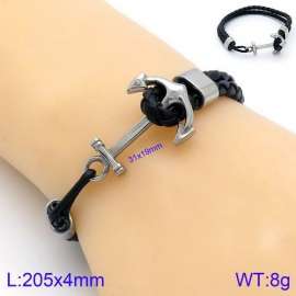 Stainless Steel Leather Bracelet