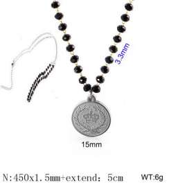 Stainless Steel Stone & Crystal Necklace