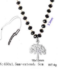 Stainless Steel Stone & Crystal Necklace