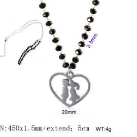 Stainless Steel Stone & Crystal Necklace