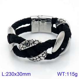 Stainless Steel Leather Bracelet