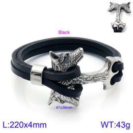 Stainless Steel Leather Bracelet