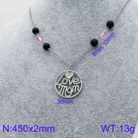 Stainless Steel Stone & Crystal Necklace