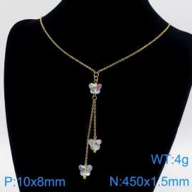 Stainless Steel Stone & Crystal Necklace