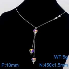 Stainless Steel Stone & Crystal Necklace