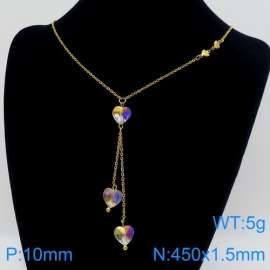 Stainless Steel Stone & Crystal Necklace