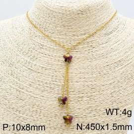 Stainless Steel Stone & Crystal Necklace