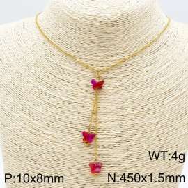 Stainless Steel Stone & Crystal Necklace