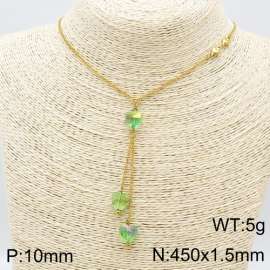 Stainless Steel Stone & Crystal Necklace