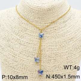 Stainless Steel Stone & Crystal Necklace