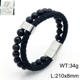 Stainless Steel Leather Bracelet