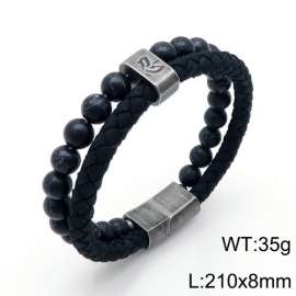 Stainless Steel Leather Bracelet