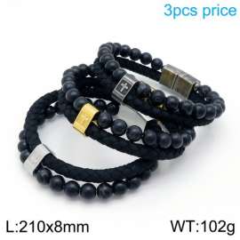 Stainless Steel Leather Bracelet