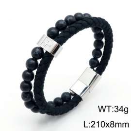 Stainless Steel Leather Bracelet