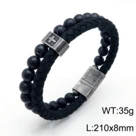 Stainless Steel Leather Bracelet