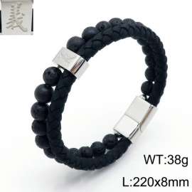 Stainless Steel Leather Bracelet