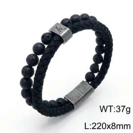 Stainless Steel Leather Bracelet