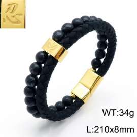 Stainless Steel Leather Bracelet