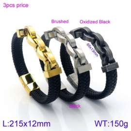 Stainless Steel Leather Bracelet