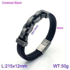 Stainless Steel Leather Bracelet