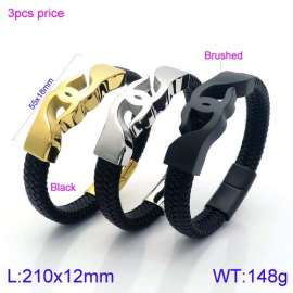 Stainless Steel Leather Bracelet