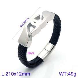 Stainless Steel Leather Bracelet