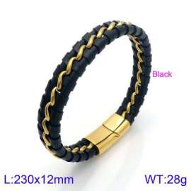 Stainless Steel Leather Bracelet