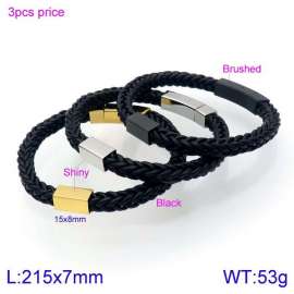 Stainless Steel Leather Bracelet