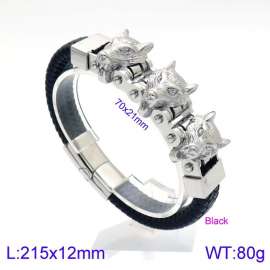 Stainless Steel Leather Bracelet