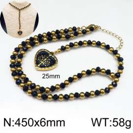 Stainless Steel Stone & Crystal Necklace