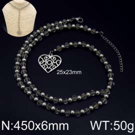 Stainless Steel Stone & Crystal Necklace