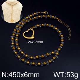 Stainless Steel Stone & Crystal Necklace