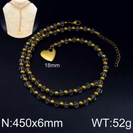 Stainless Steel Stone & Crystal Necklace