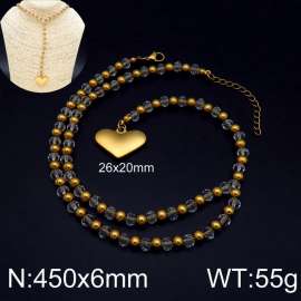Stainless Steel Stone & Crystal Necklace