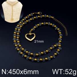 Stainless Steel Stone & Crystal Necklace