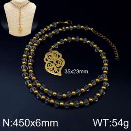 Stainless Steel Stone & Crystal Necklace