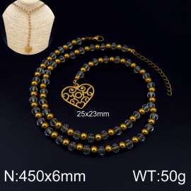 Stainless Steel Stone & Crystal Necklace