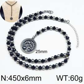 Stainless Steel Stone & Crystal Necklace