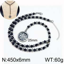 Stainless Steel Stone & Crystal Necklace