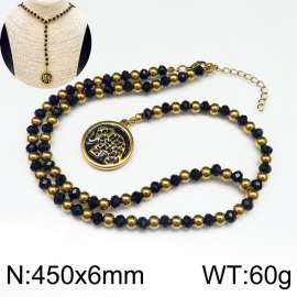 Stainless Steel Stone & Crystal Necklace