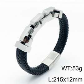 Stainless Steel Leather Bracelet