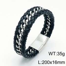 Stainless Steel Leather Bracelet