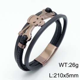 Stainless Steel Leather Bracelet