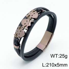 Stainless Steel Leather Bracelet