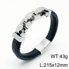 Stainless Steel Leather Bracelet